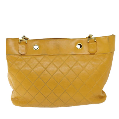 Chanel Bicolole Chain Shoulder Bag Leather Yellow CC Auth bs13881