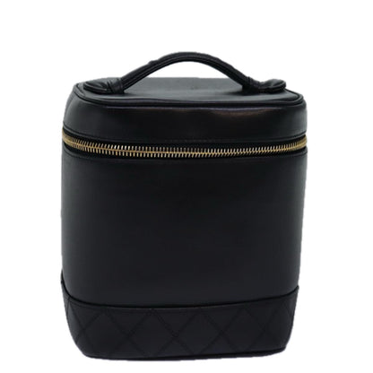 Chanel Bicolole Vanity Cosmetic Pouch Leather Black CC Auth bs14989