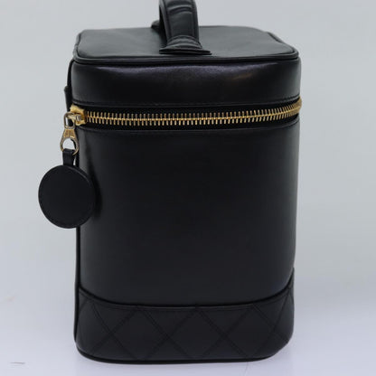 Chanel Bicolole Vanity Cosmetic Pouch Leather Black CC Auth bs14989