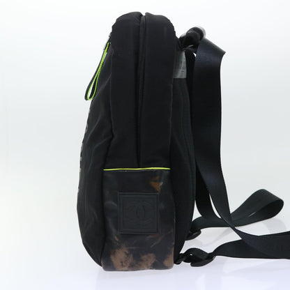 Chanel Backpack Nylon Black Yellow CC Auth bs7813
