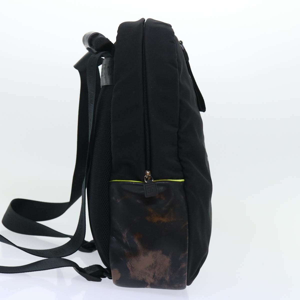 Chanel Backpack Nylon Black Yellow CC Auth bs7813