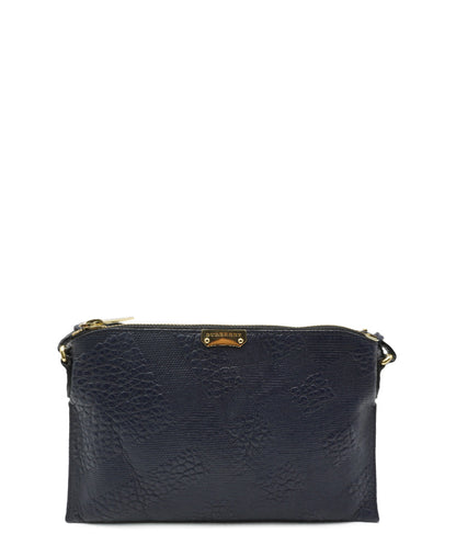 Leather Grain Check Chichester Crossbody Bag Navy