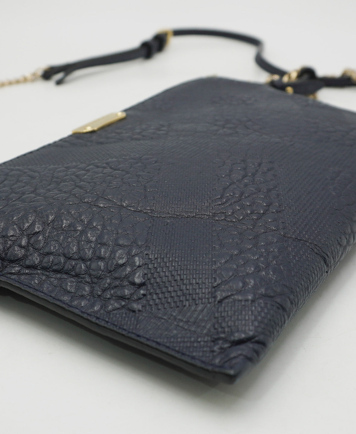 Leather Grain Check Chichester Crossbody Bag Navy