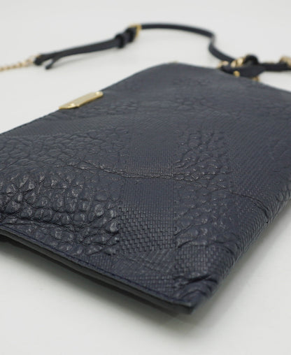 Leather Grain Check Chichester Crossbody Bag Navy