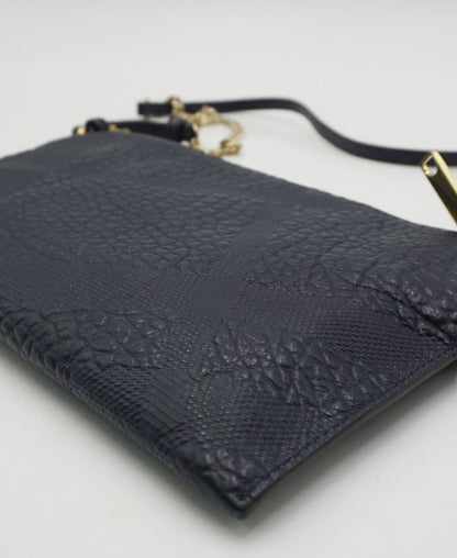 Leather Grain Check Chichester Crossbody Bag Navy