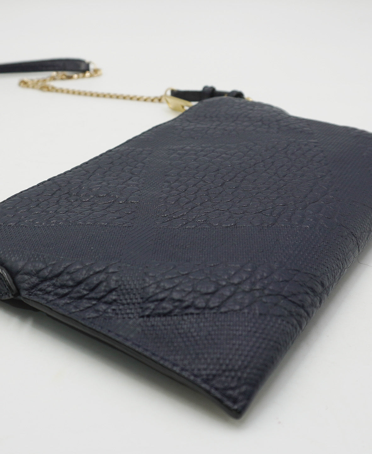 Leather Grain Check Chichester Crossbody Bag Navy