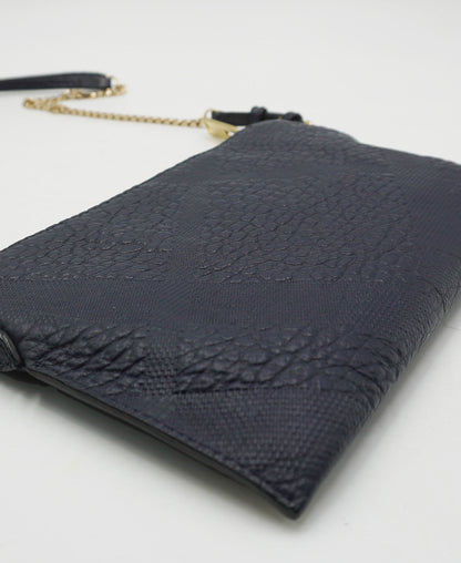 Leather Grain Check Chichester Crossbody Bag Navy