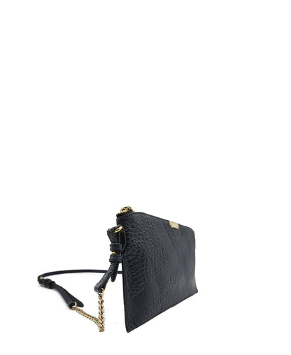 Leather Grain Check Chichester Crossbody Bag Navy