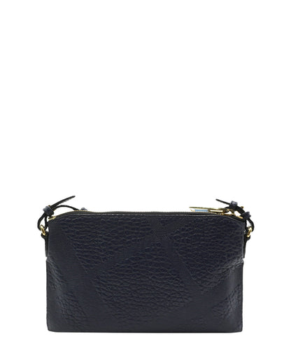Leather Grain Check Chichester Crossbody Bag Navy
