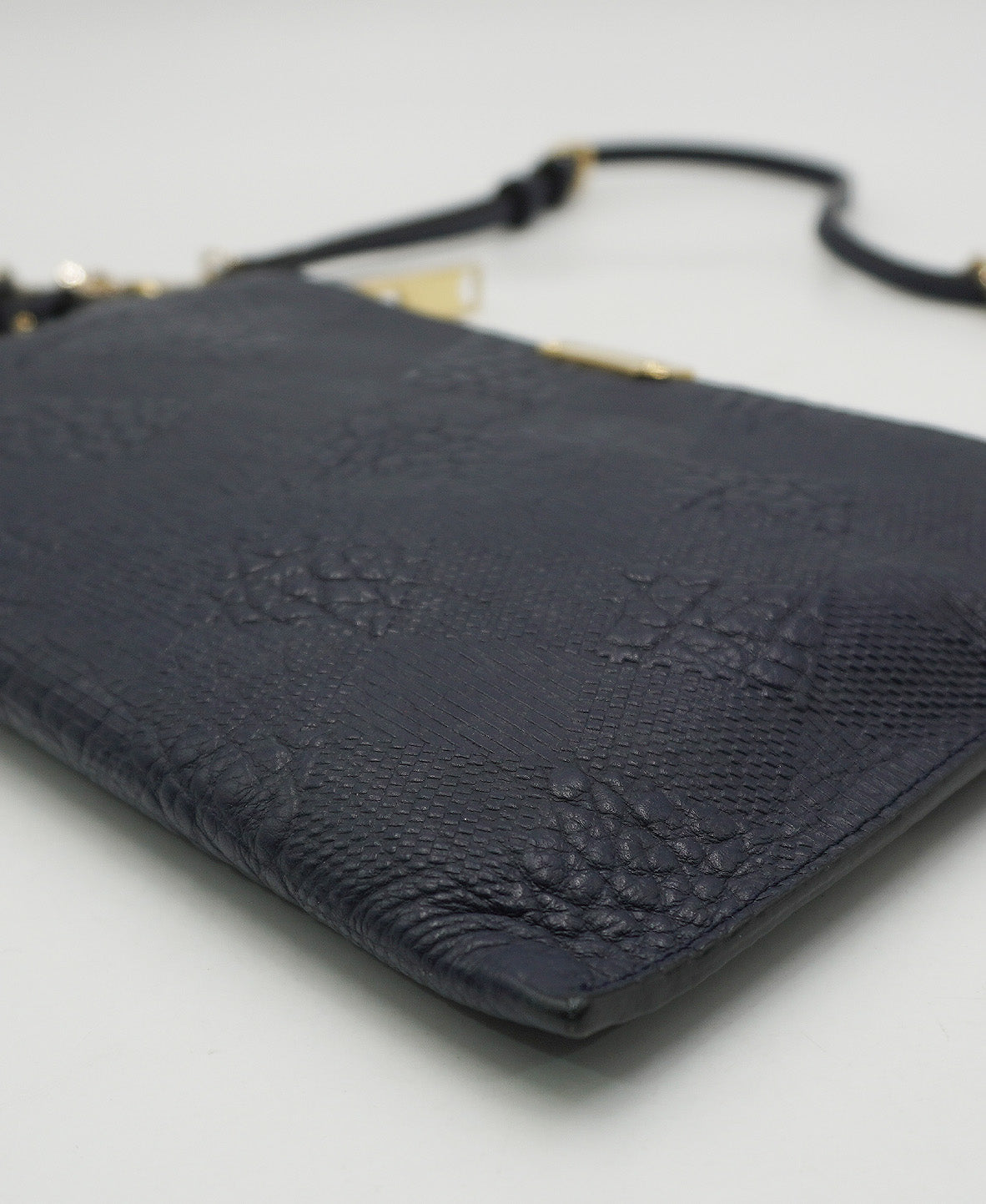 Leather Grain Check Chichester Crossbody Bag Navy