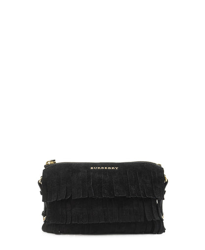 Suede Peyton Fringe Crossbody Bag Black