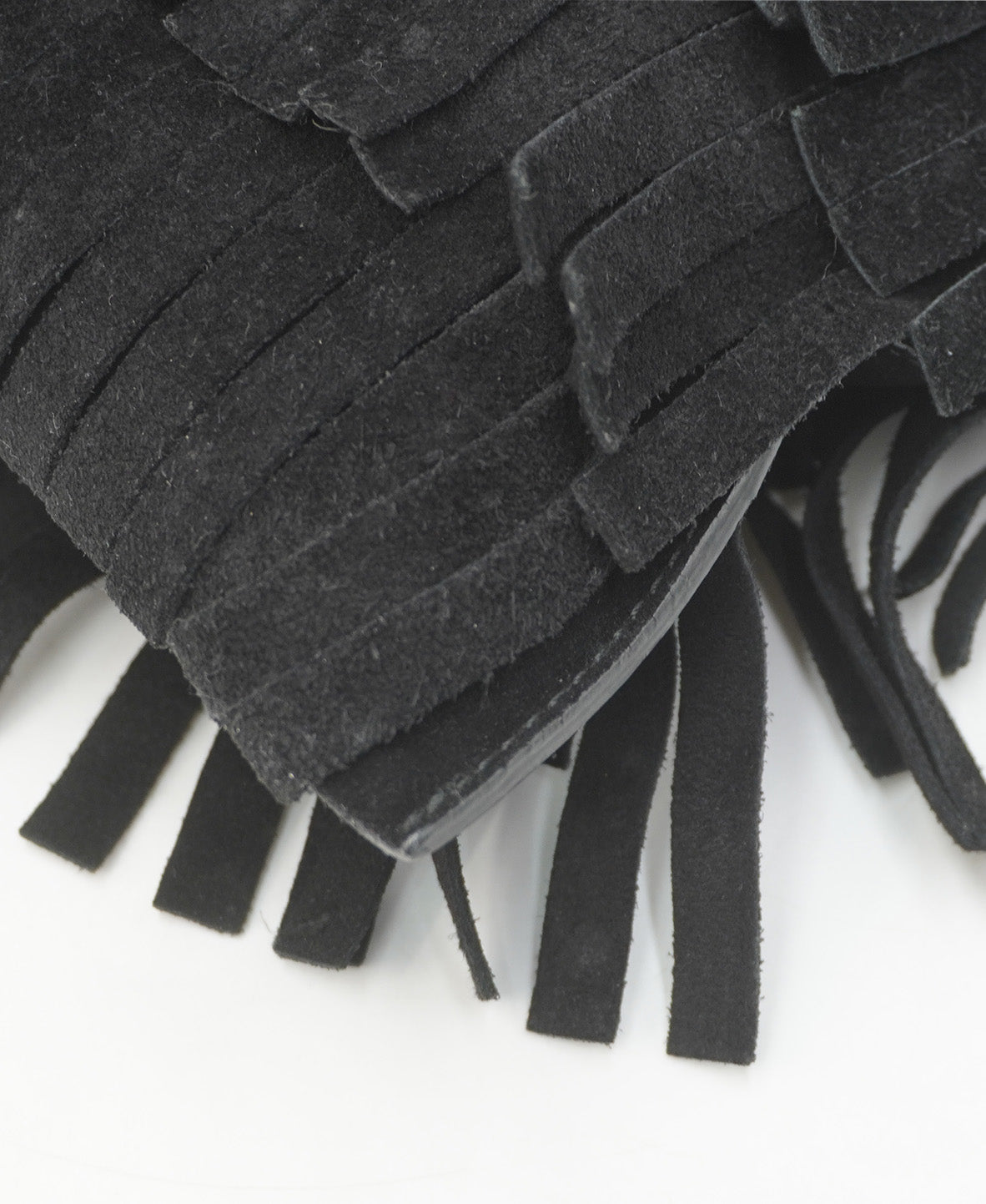 Suede Peyton Fringe Crossbody Bag Black