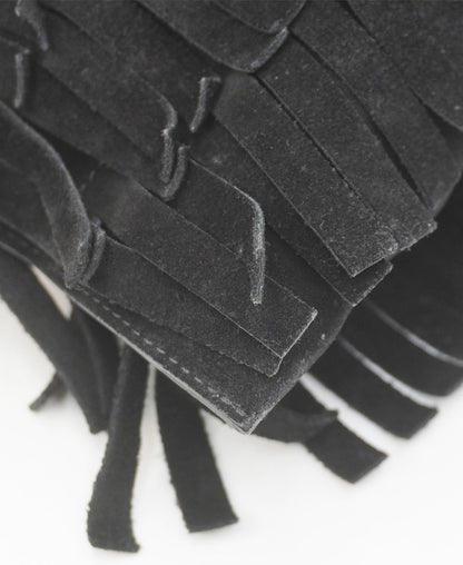 Suede Peyton Fringe Crossbody Bag Black