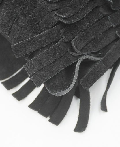 Suede Peyton Fringe Crossbody Bag Black