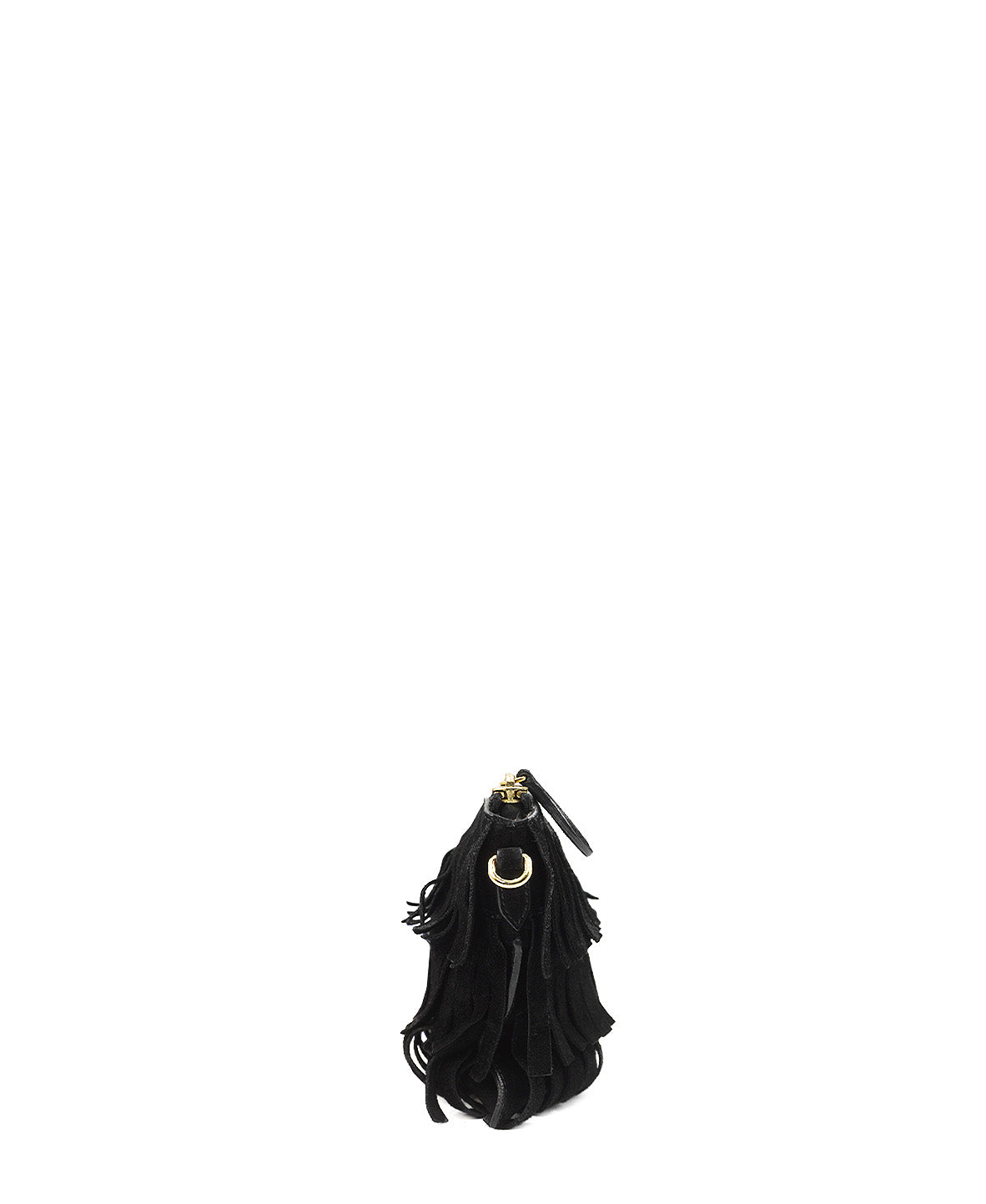 Suede Peyton Fringe Crossbody Bag Black