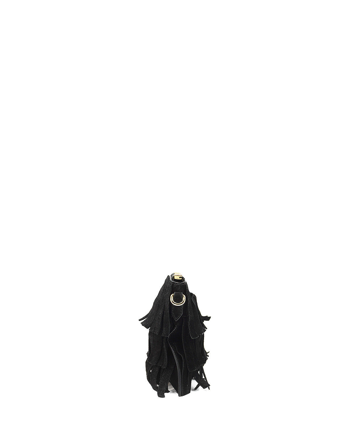 Suede Peyton Fringe Crossbody Bag Black