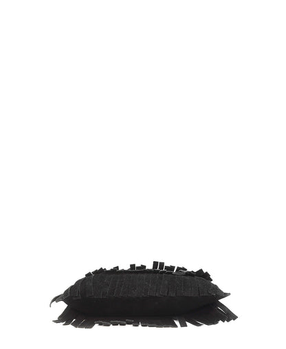Suede Peyton Fringe Crossbody Bag Black