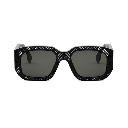 Fendi Sunglasses Square Full Rim, Matte Black Frame and Smoke Lens FE40113I02A