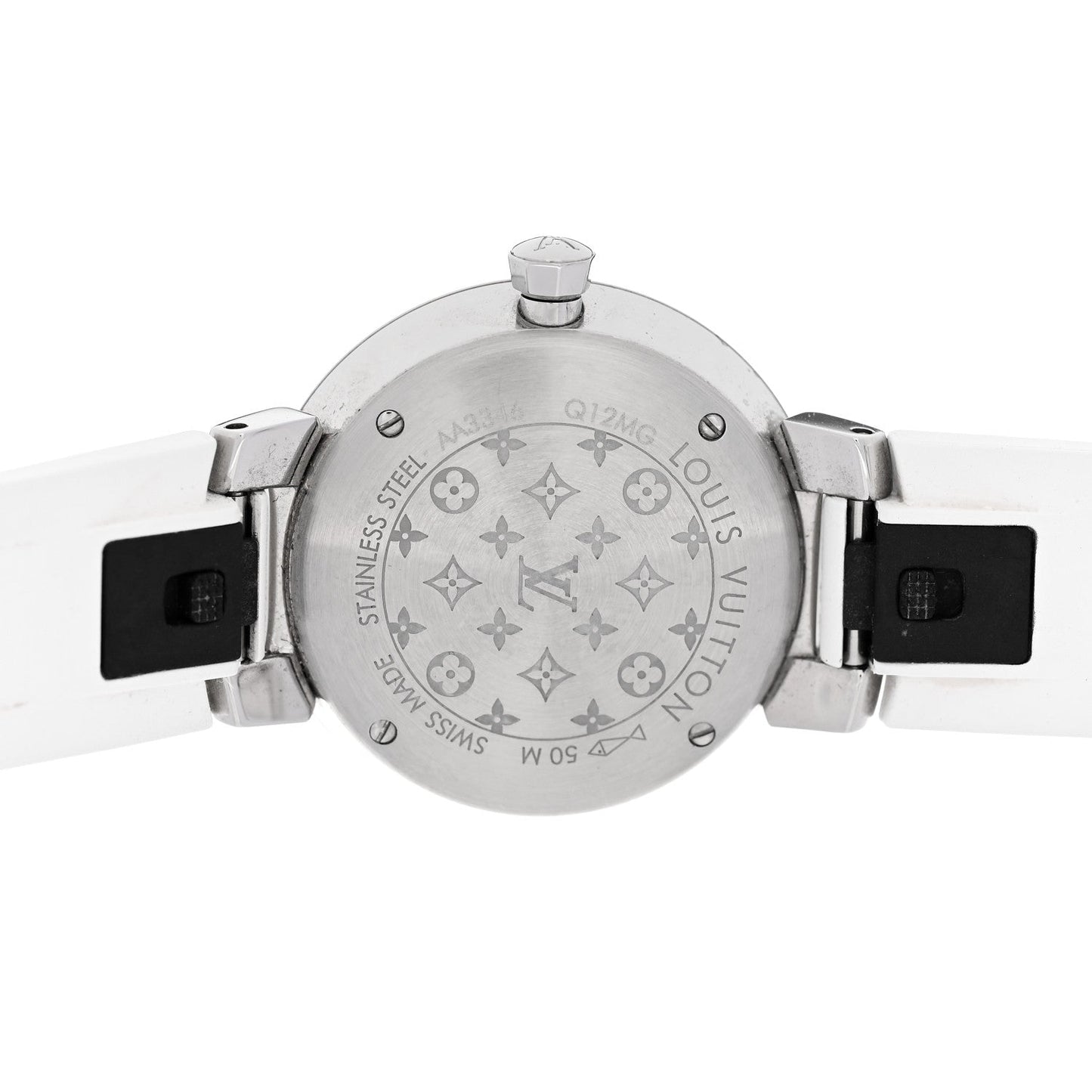 Stainless Steel Rubber Diamond 28mm Tambour Slim Quartz Watch White