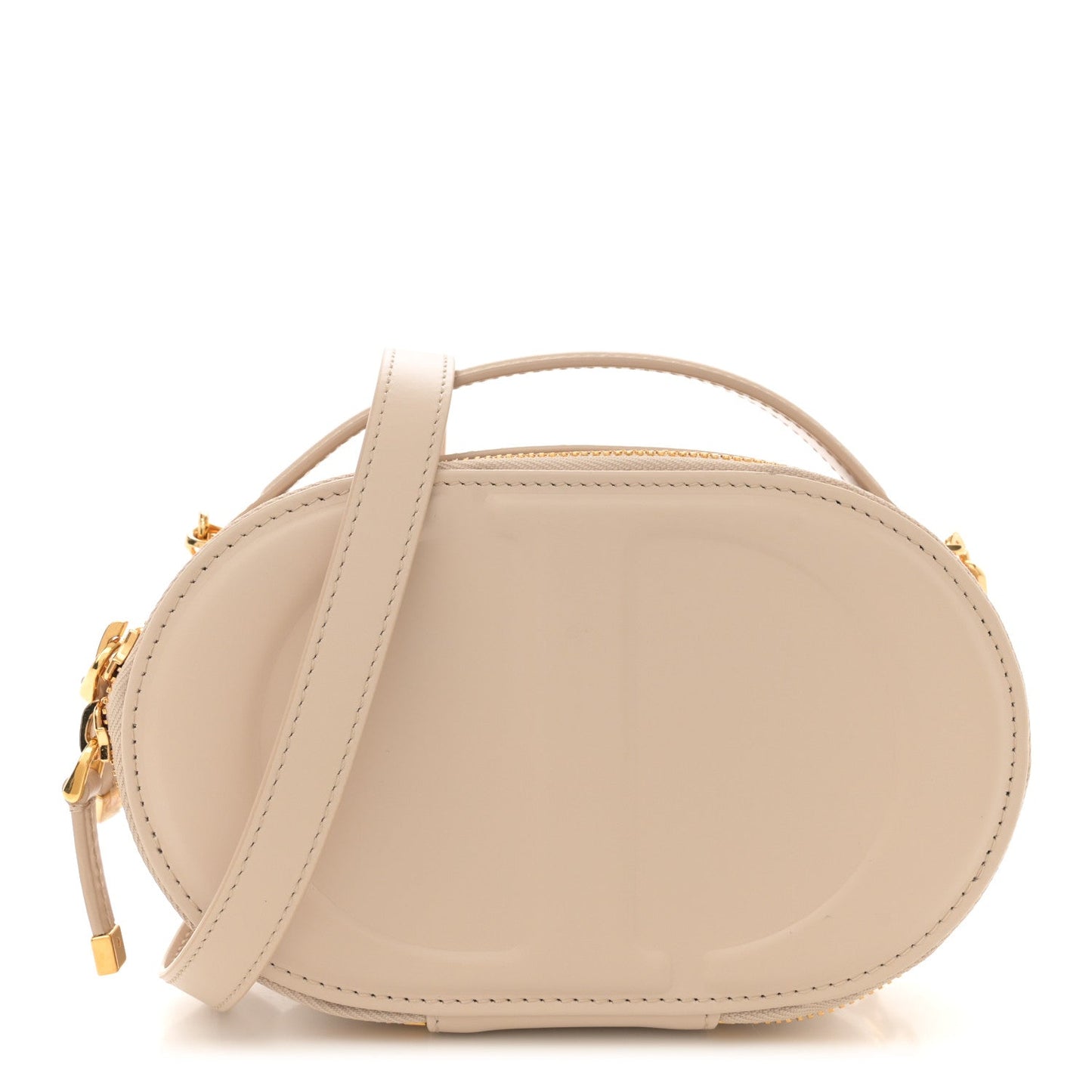 Christian Dior Calfskin Cd Signature Oval Crossbody Camera Bag Caramel Beige