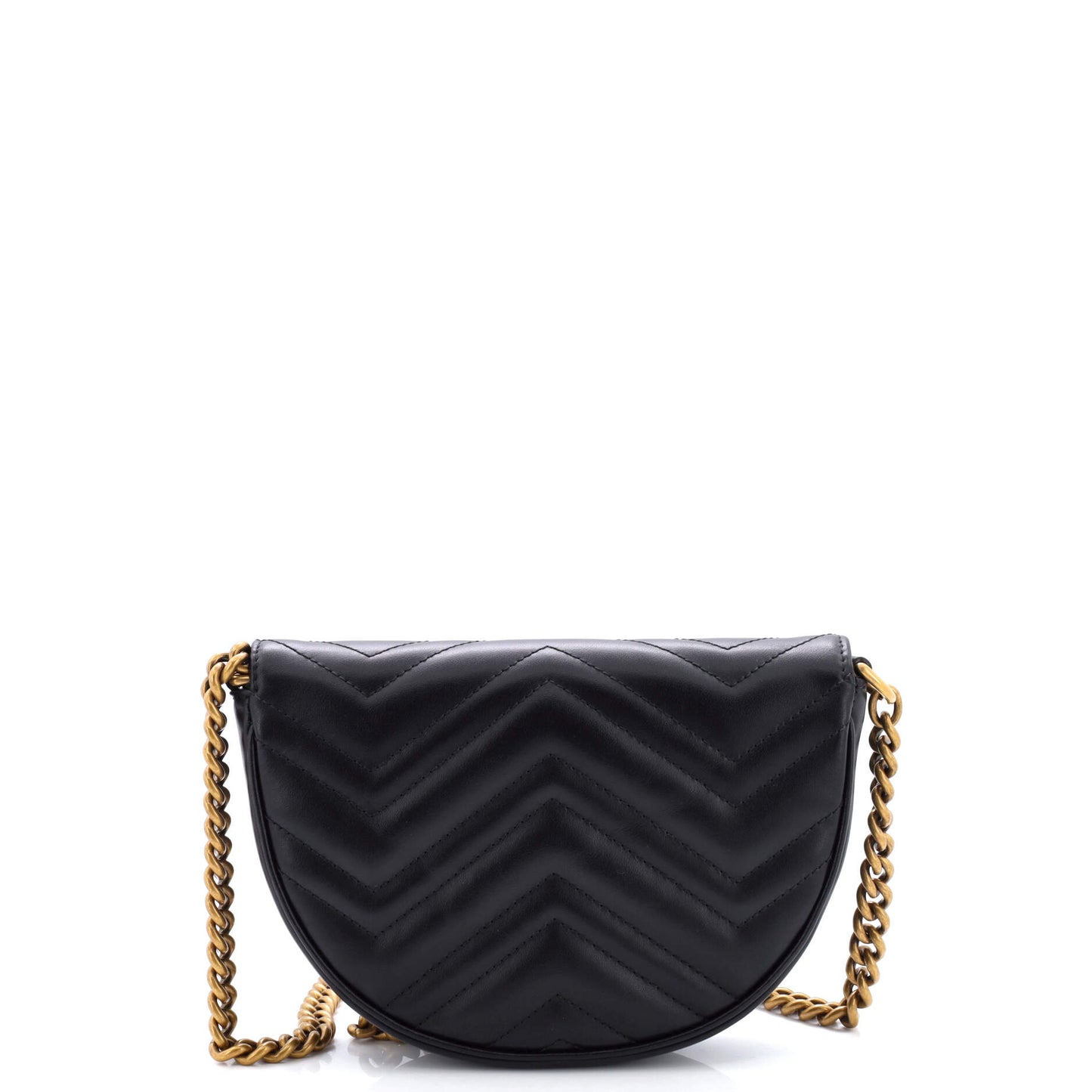 GG Marmont Half Moon Flap Crossbody Bag Matelasse Leather Mini