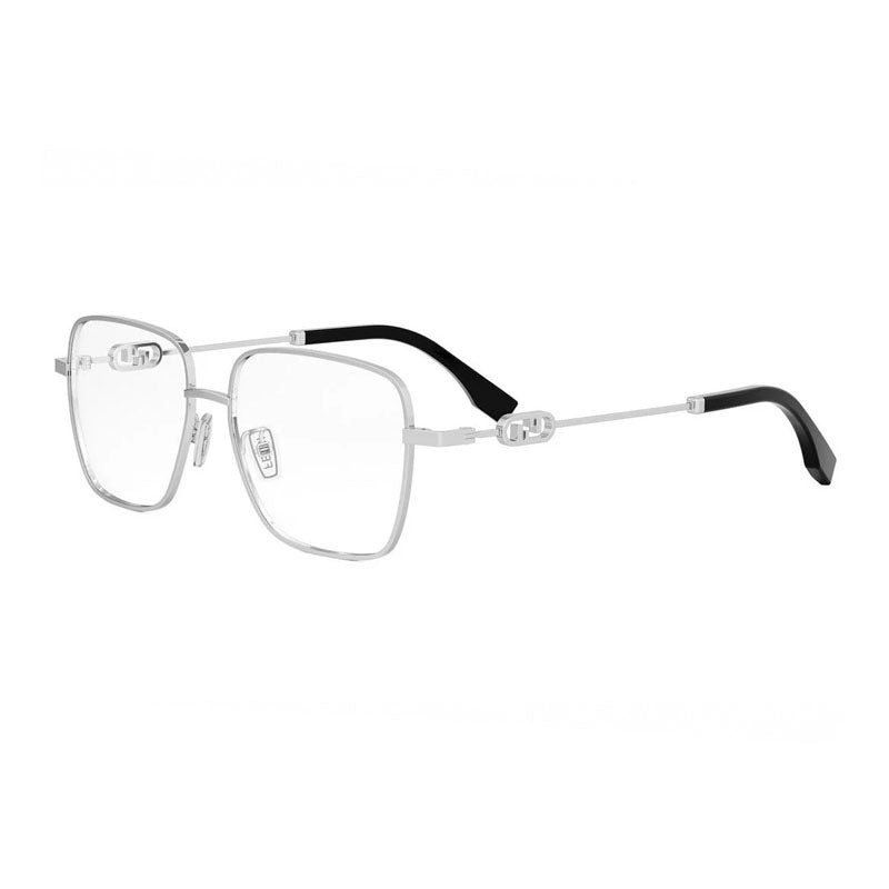 Fendi Eyeglasses Square Full Rim, Shiny Dark Ruthenium Frame and Clear Demo Lenses Lens FE50102F012