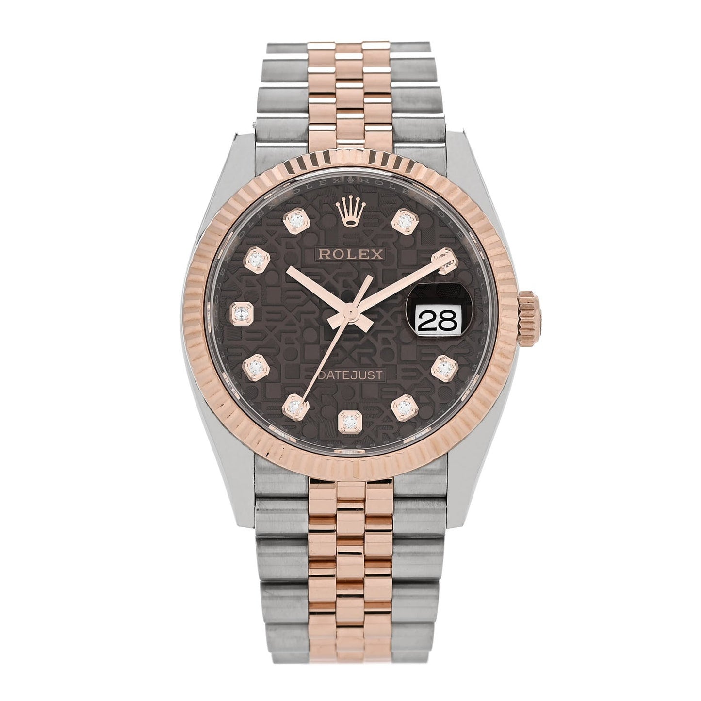Stainless Steel 18K Everose Gold Diamond 36mm Oyster Perpetual Datejust Watch Chocolate Jubilee 126231