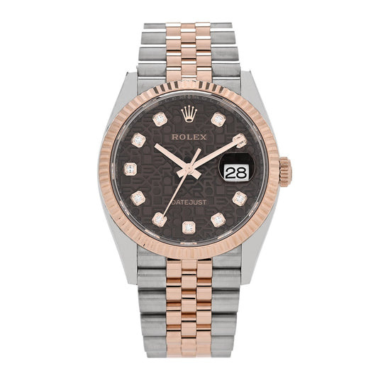 Stainless Steel 18K Everose Gold Diamond 36mm Oyster Perpetual Datejust Watch Chocolate Jubilee 126231