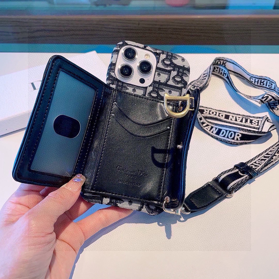 Dior Montaigne Card Holder Phone Case Embroidered Strap