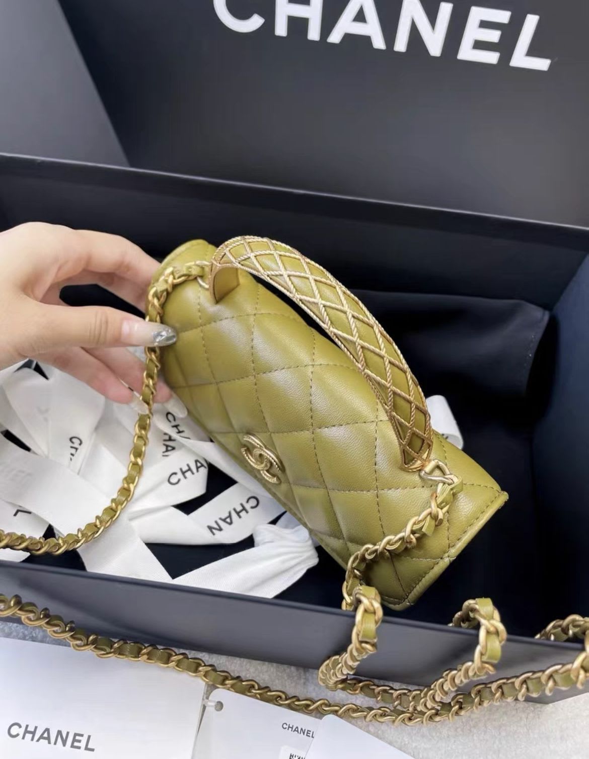 Chanel Luxury Leather Gold Handbag Style 14