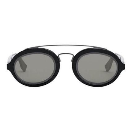 Fendi Sunglasses Oval Full Rim, Shiny Black Frame and Smoke Lens FE40094I01A