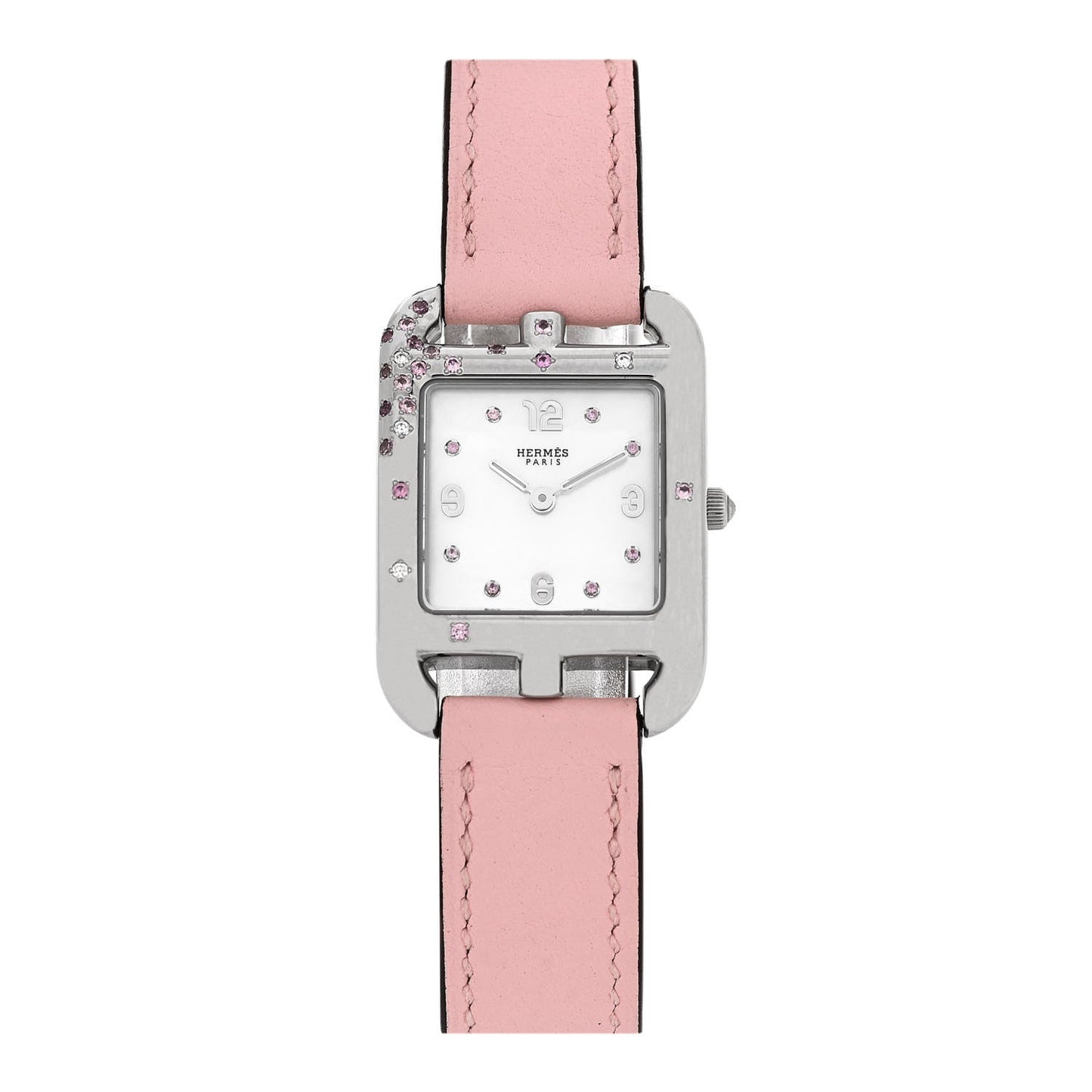 Stainless Steel Swift Diamond Pink Sapphire Mother of Pearl 23mm Cape Cod Double Tour Quartz Watch Rose Sakura
