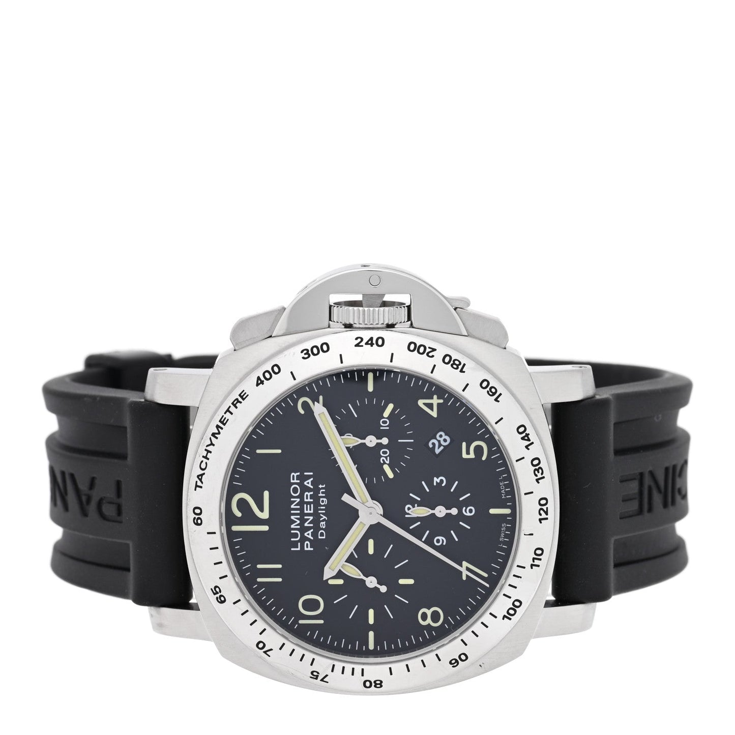 Stainless Steel Rubber 44mm Luminor Daylight Chronograph Automatic Watch Black PAM00250