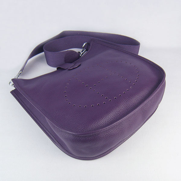 Luxury Hermes Evelyne I Handbag Purple Silver