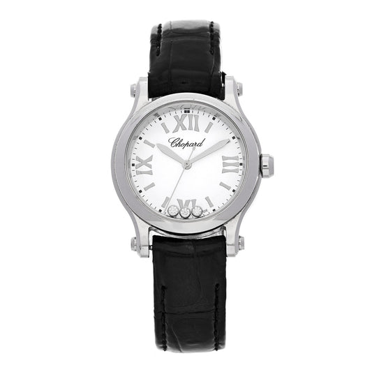 Stainless Steel Alligator 3 Diamond 30mm Happy Sport Quartz Watch