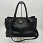 Chanel Black Calfskin Shoulder Bag Large