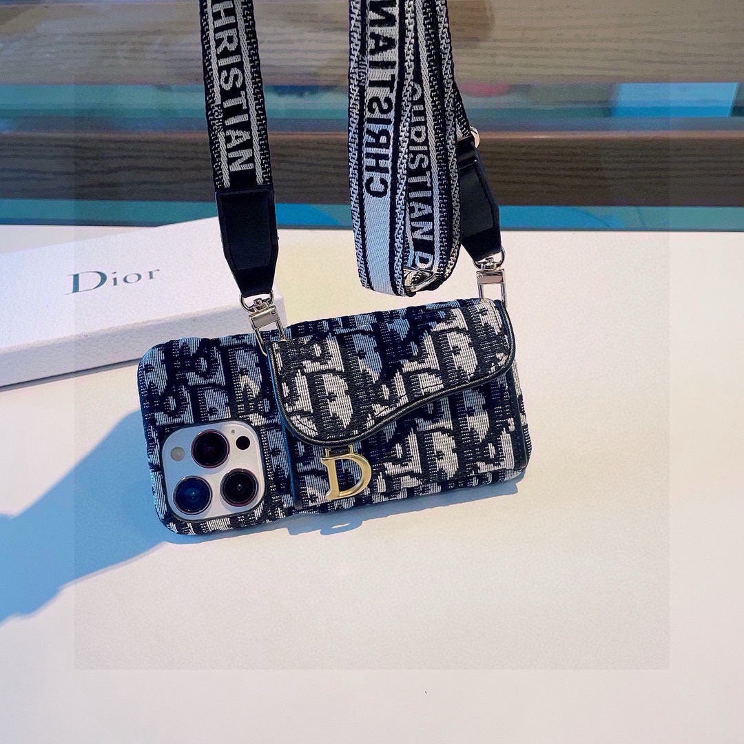 Dior Montaigne Card Holder Phone Case Embroidered Strap