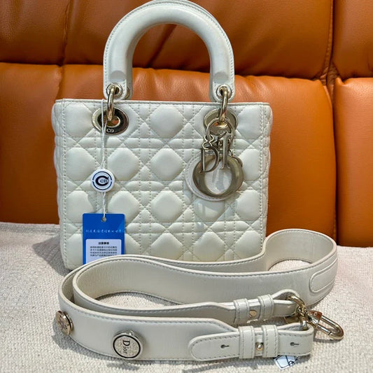 My Lady Dior Leather Handbag Dior White B7-28