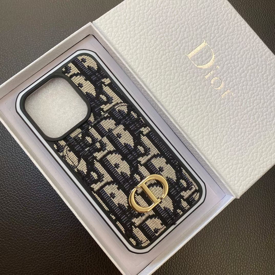 Dior iPhone Case Card Holder for 11 12 13 14 15 16 Pro Max Plus