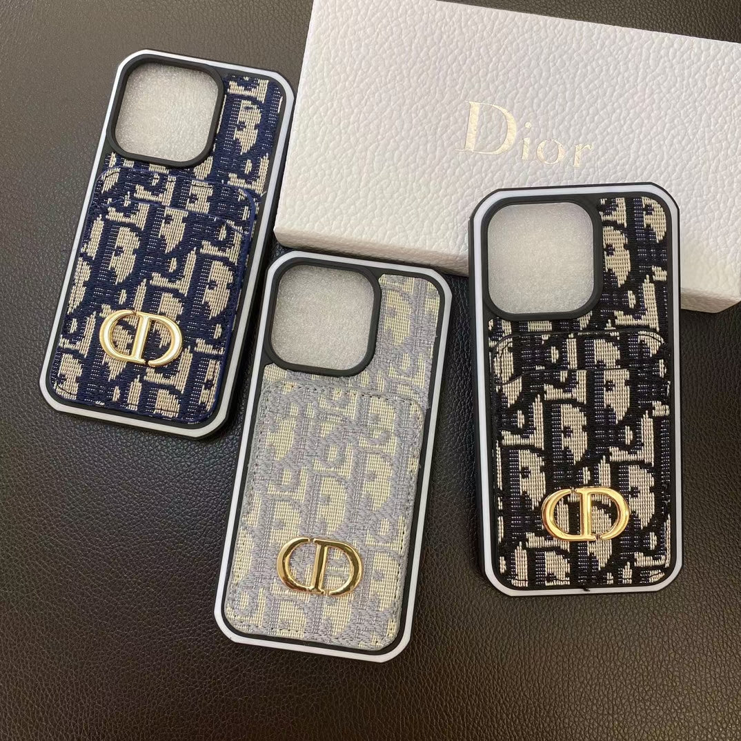 Dior iPhone Case Card Holder for 11 12 13 14 15 16 Pro Max Plus