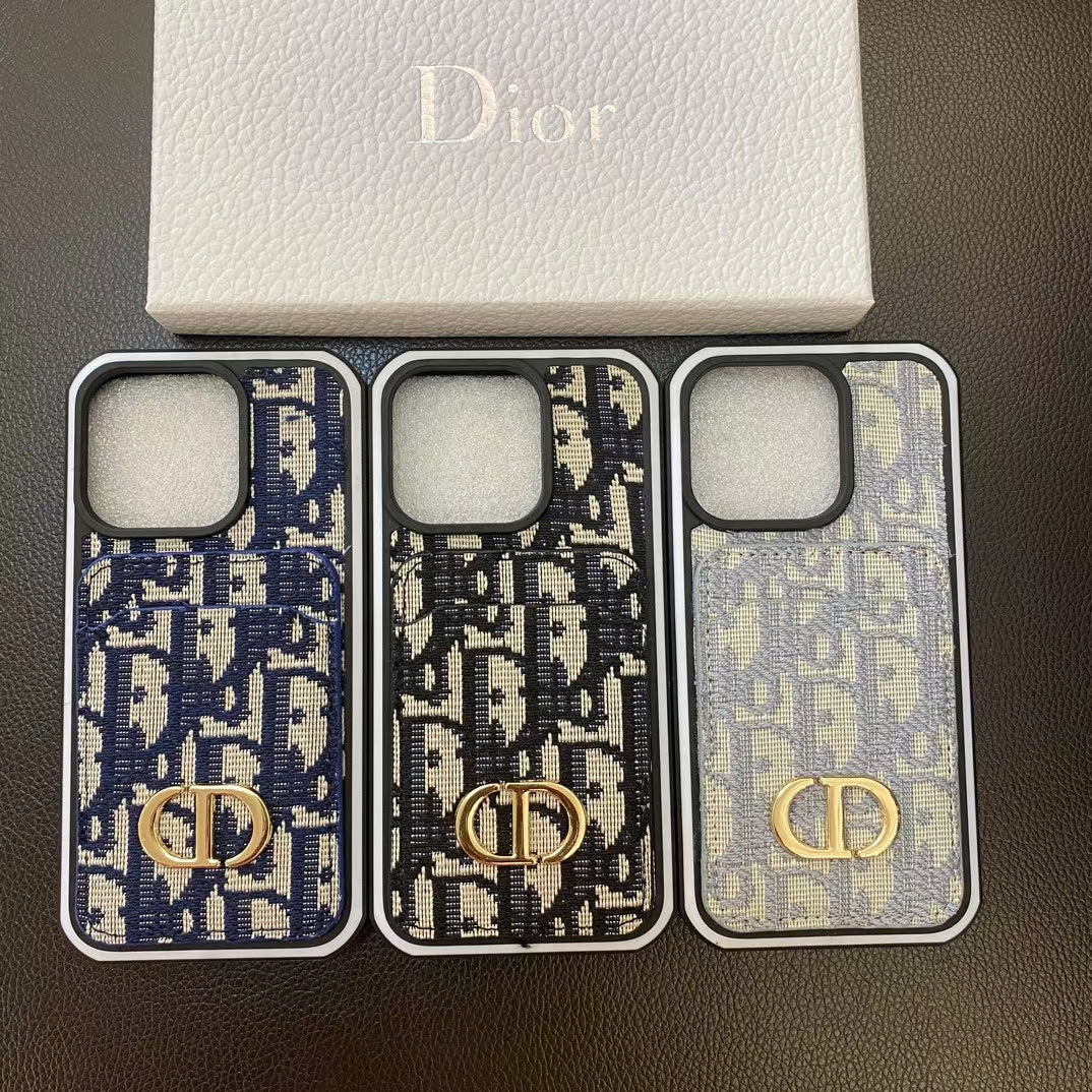 Dior iPhone Case Card Holder for 11 12 13 14 15 16 Pro Max Plus