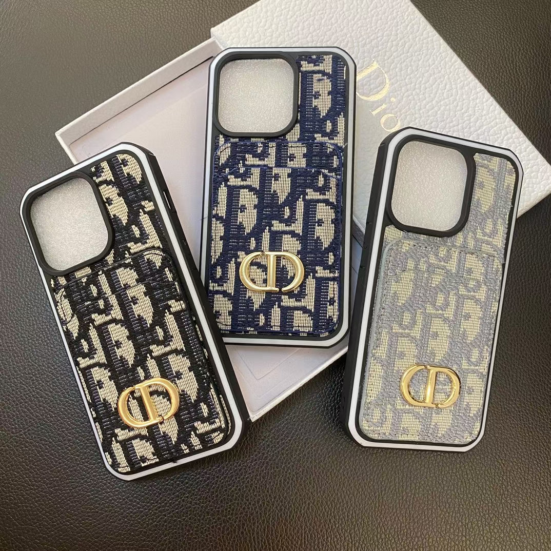 Dior iPhone Case Card Holder for 11 12 13 14 15 16 Pro Max Plus