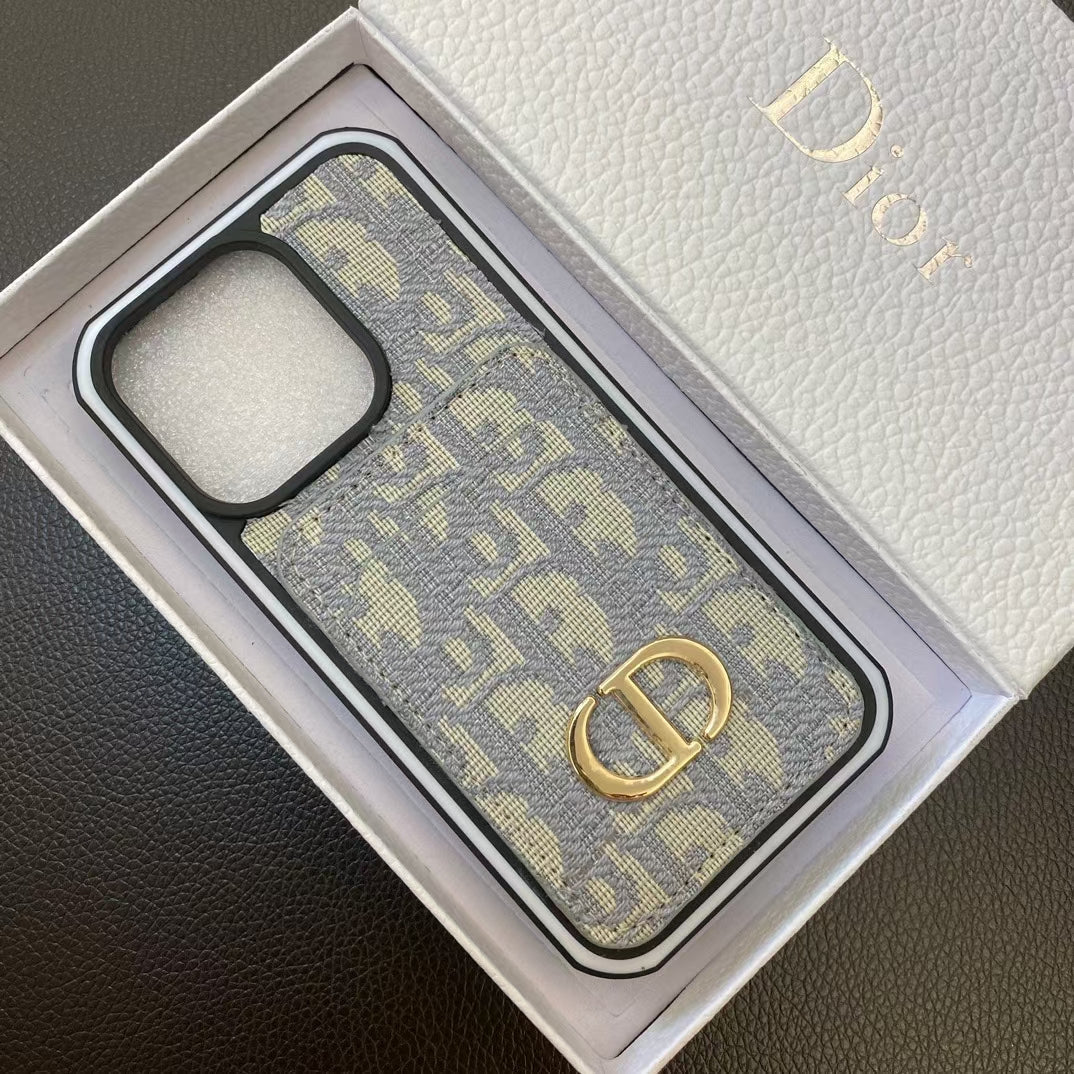 Dior iPhone Case Card Holder for 11 12 13 14 15 16 Pro Max Plus