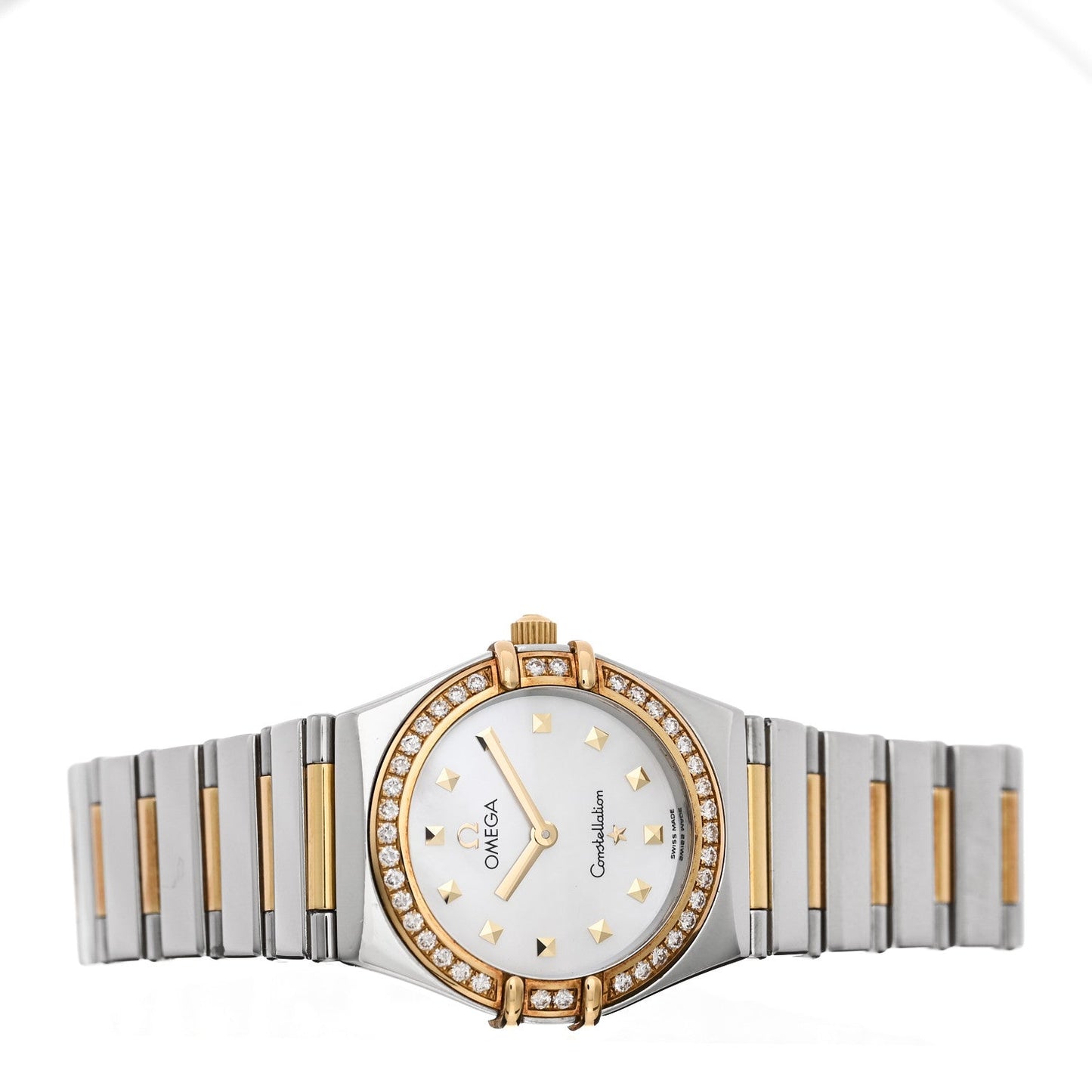 Stainless Steel 18K Yellow Gold Diamond Bezel Mother of Pearl 25.5mm Constellation My Choice Quartz Watch 1376.71.00