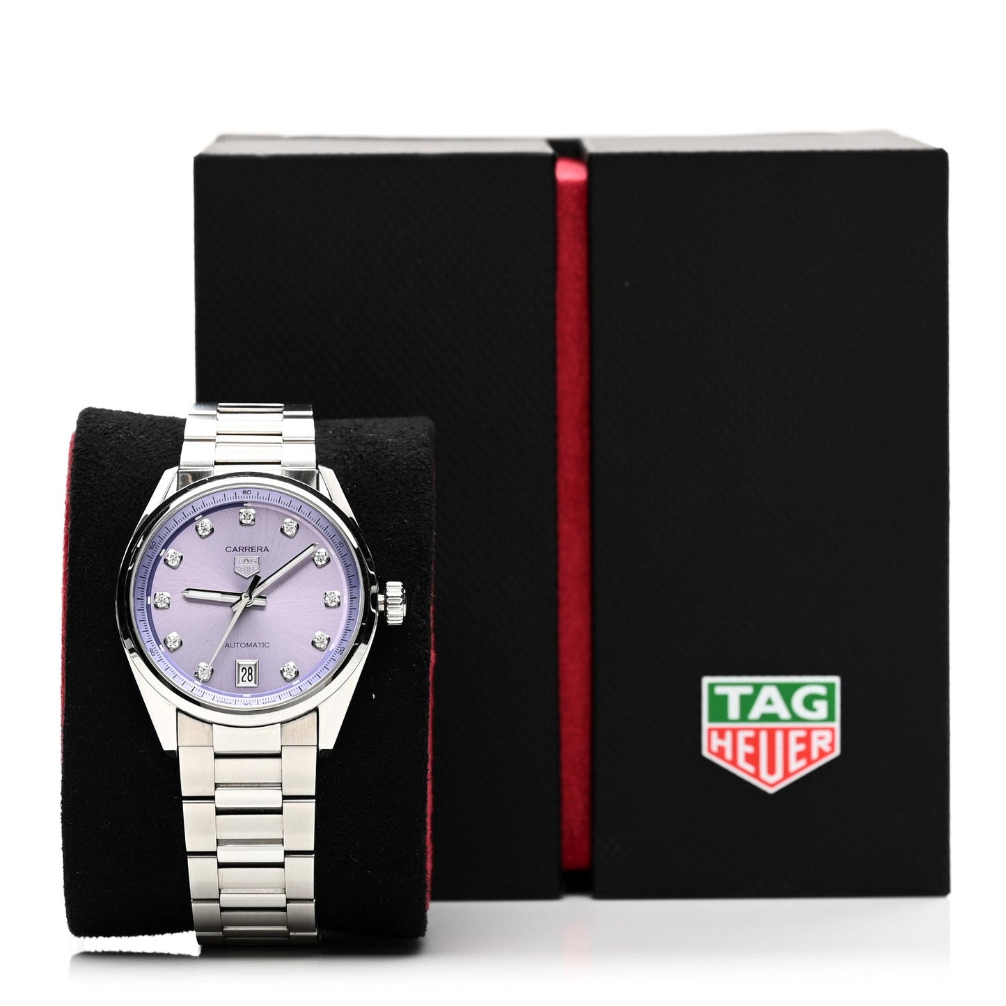 Stainless Steel Diamond 36mm Carrera Date Automatic Watch Purple WBN2319