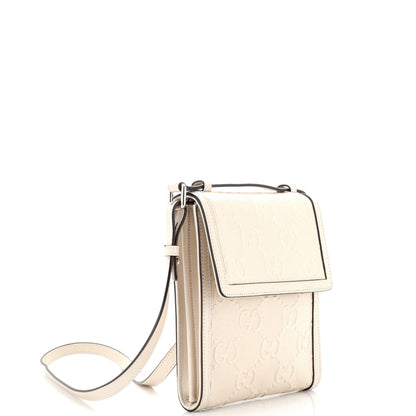 Flap Crossbody Bag GG Embossed Perforated Leather Small