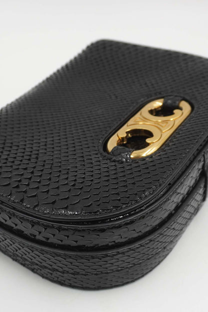 Medium Maillon Triomphe Python Crossbody Bag Black