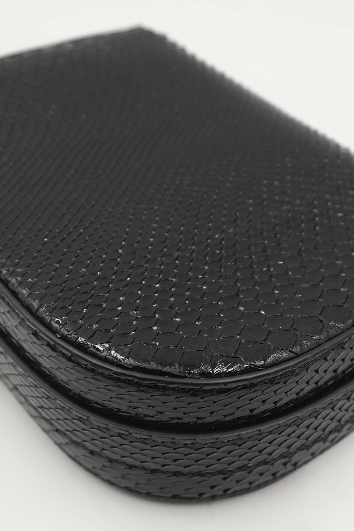 Medium Maillon Triomphe Python Crossbody Bag Black