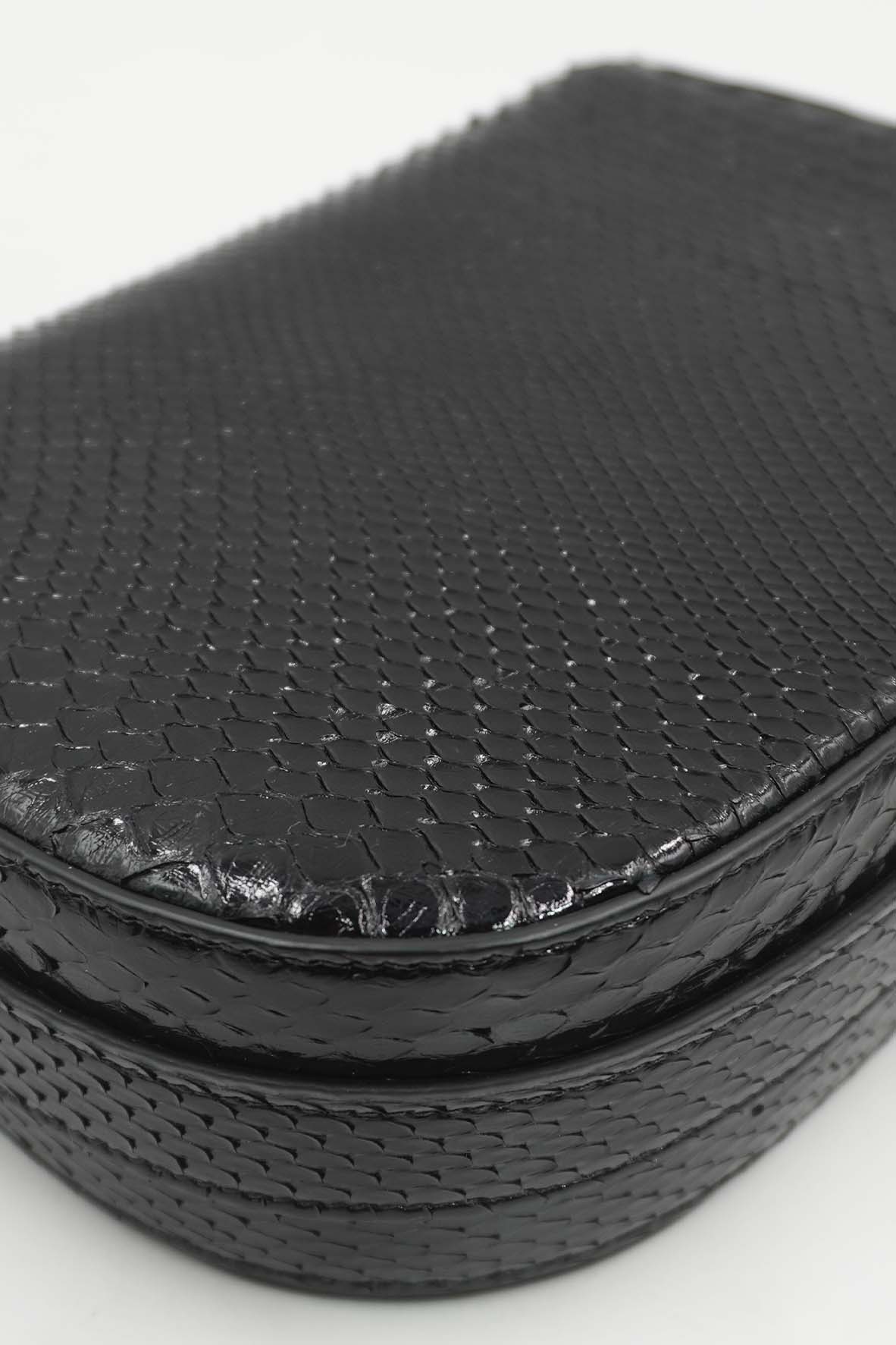 Medium Maillon Triomphe Python Crossbody Bag Black
