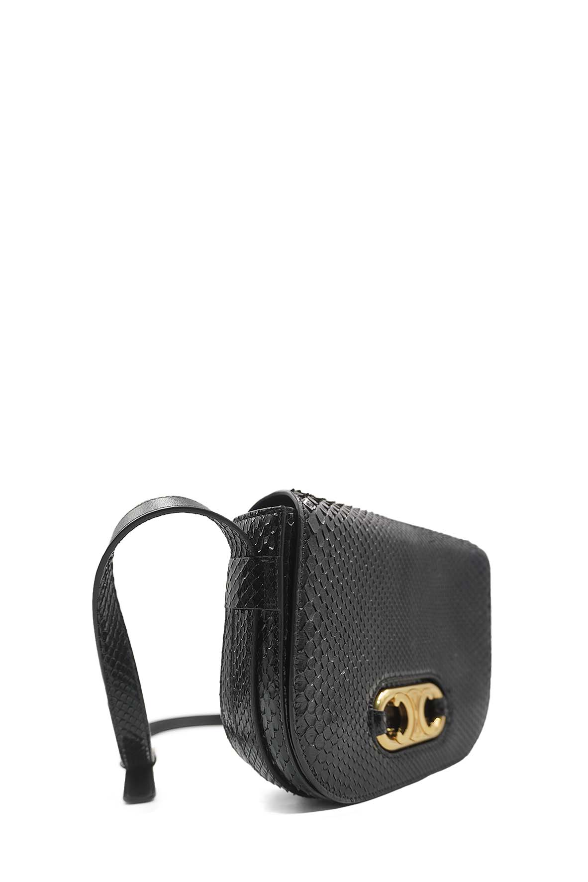 Medium Maillon Triomphe Python Crossbody Bag Black